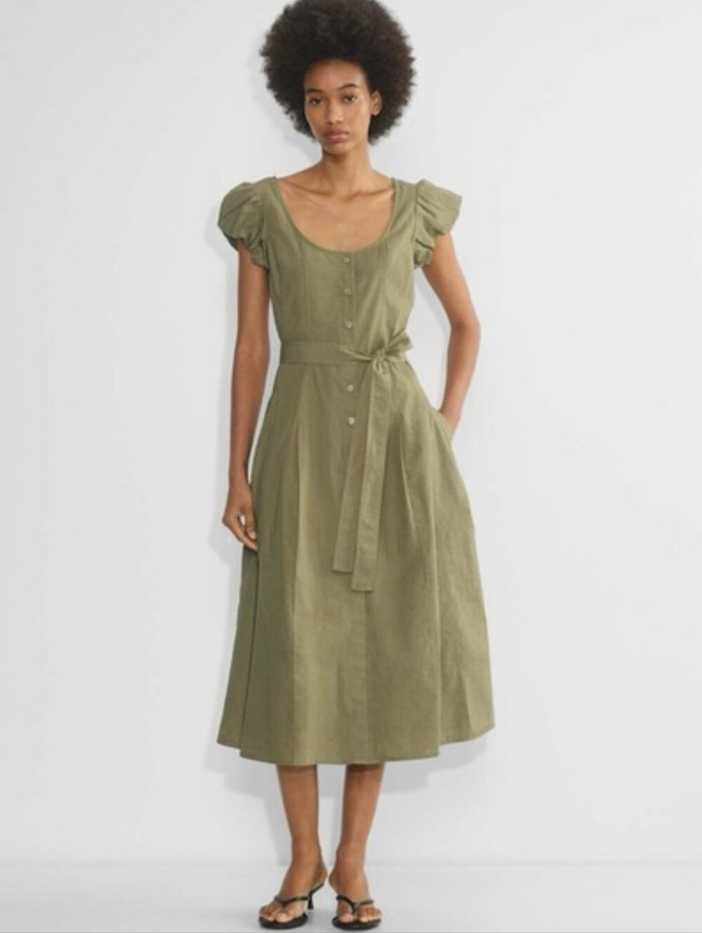 Aritzia Wilfred Governess Poplin Dress Sundried Olive Small